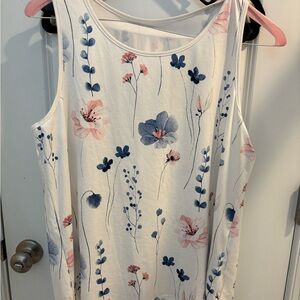 SHEIN Floral Tank Top - White with Blue and Pink